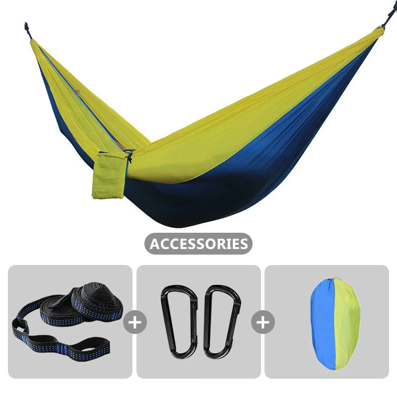 Outdoor Portable Camping Parachute Hammock Double 260x140cm Hammock Swing Hanging Chair for Garden Travel Holiday Survival Patio