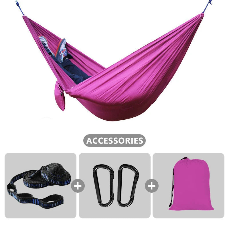 Outdoor Portable Camping Parachute Hammock Double 260x140cm Hammock Swing Hanging Chair for Garden Travel Holiday Survival Patio