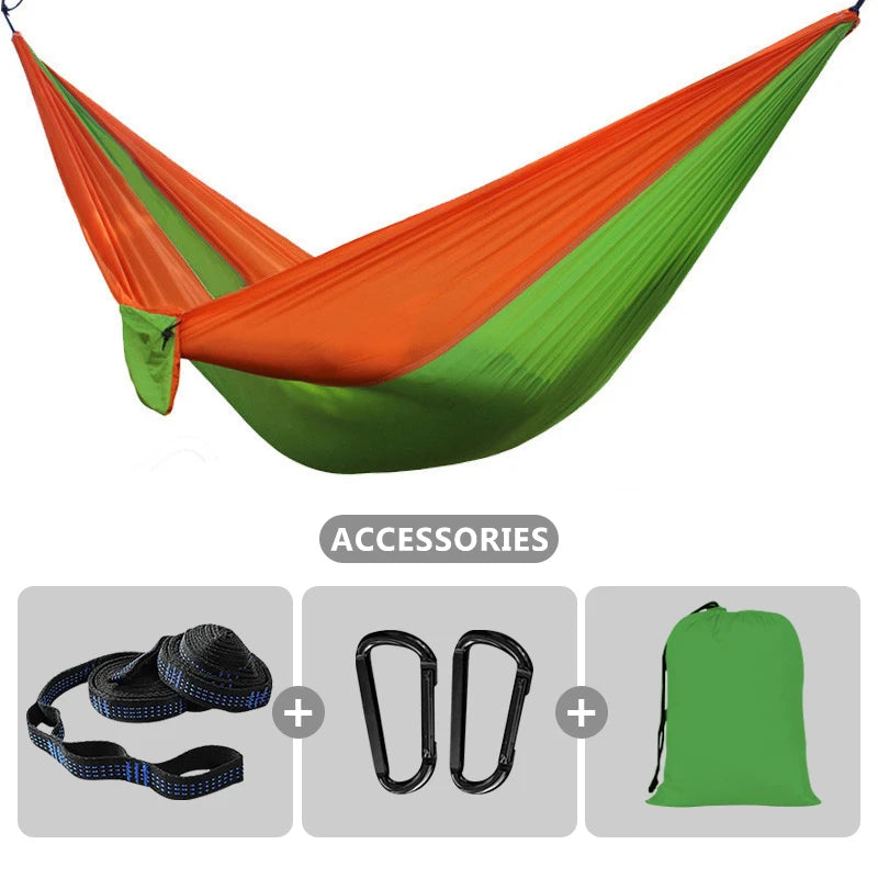 Outdoor Portable Camping Parachute Hammock Double 260x140cm Hammock Swing Hanging Chair for Garden Travel Holiday Survival Patio