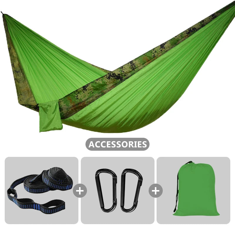 Outdoor Portable Camping Parachute Hammock Double 260x140cm Hammock Swing Hanging Chair for Garden Travel Holiday Survival Patio