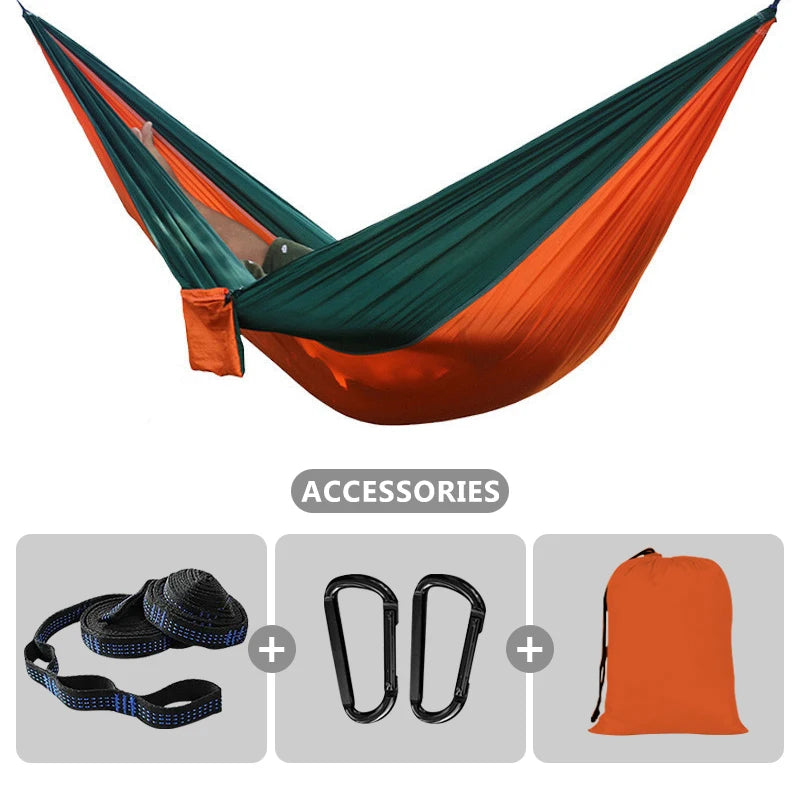 Outdoor Portable Camping Parachute Hammock Double 260x140cm Hammock Swing Hanging Chair for Garden Travel Holiday Survival Patio