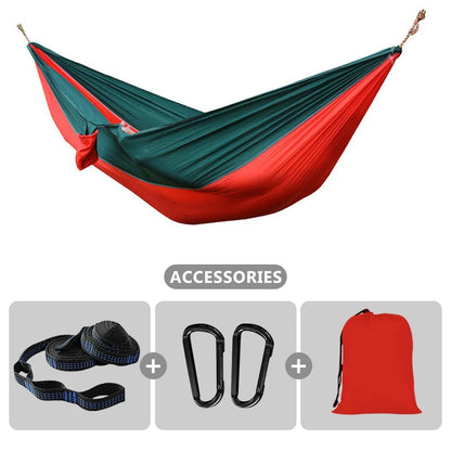 Outdoor Portable Camping Parachute Hammock Double 260x140cm Hammock Swing Hanging Chair for Garden Travel Holiday Survival Patio