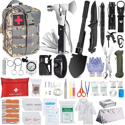 Survival Kit,105Pcs Survival Gear First Aid Kit with Molle System Compatible Bag and Emergency Tent, Emergency Kit for Earthquak