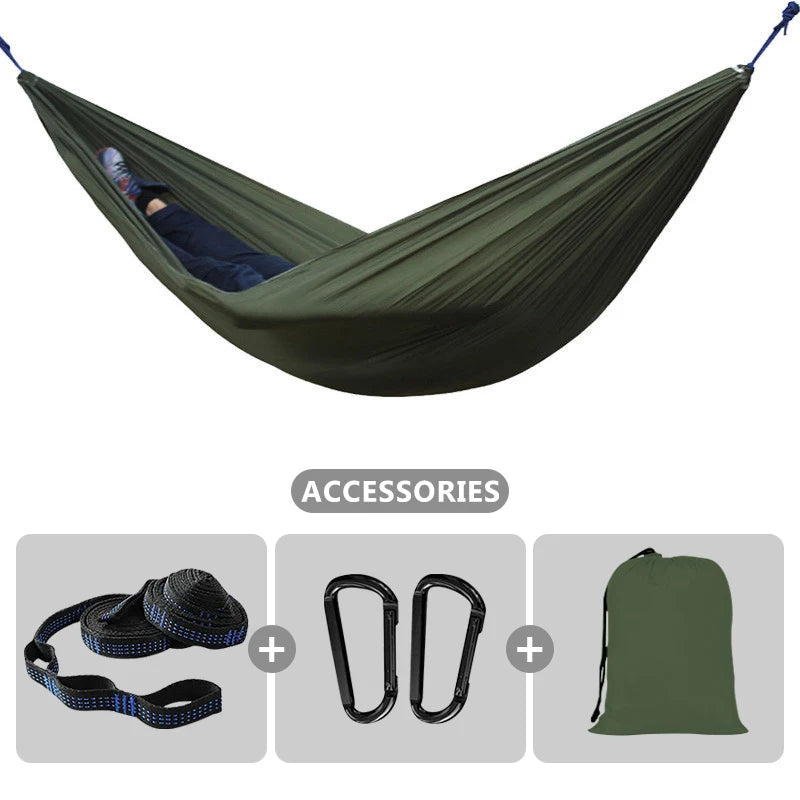 Outdoor Portable Camping Parachute Hammock Double 260x140cm Hammock Swing Hanging Chair for Garden Travel Holiday Survival Patio