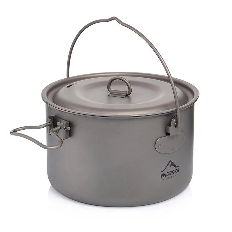 Widesea Camping Tableware Titanium Cookware Set Tourism Cauldron Outdoor Cooking Pot Frying Pan Picnic Kitchen Hiking Trekking